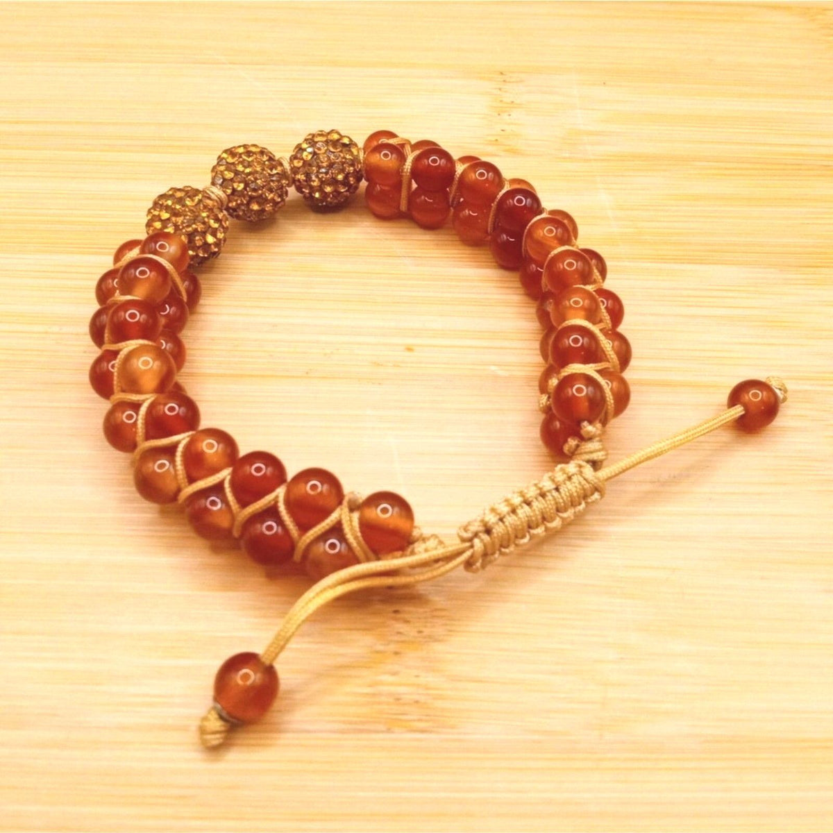 Handmade Shambhala Natural Stone Beads Shades of Ginger to Clay Orange Bracelet