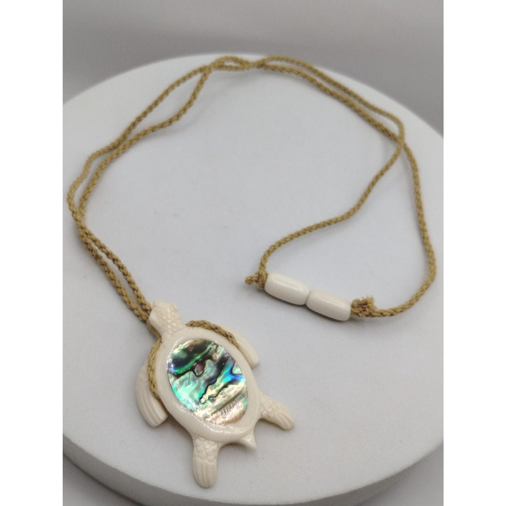 Vintage Bali Abalone Sea Turtle Pendant Necklace and Earring Set
