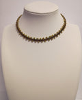 Designer Signed Guess, Collar Necklace is Gold Tone with Yellow Seed Beads
