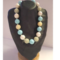 Beautiful Choker Necklace Blue, White and Disco Ball Beads