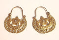 Hoop Earrings, Crescent and Star design, Small White Crystal