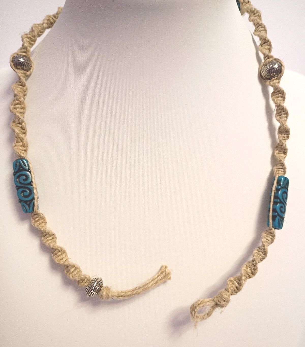 Vintage Bohemian Style Faux Turquoise Resin Beaded Rope Necklace Casual Wear