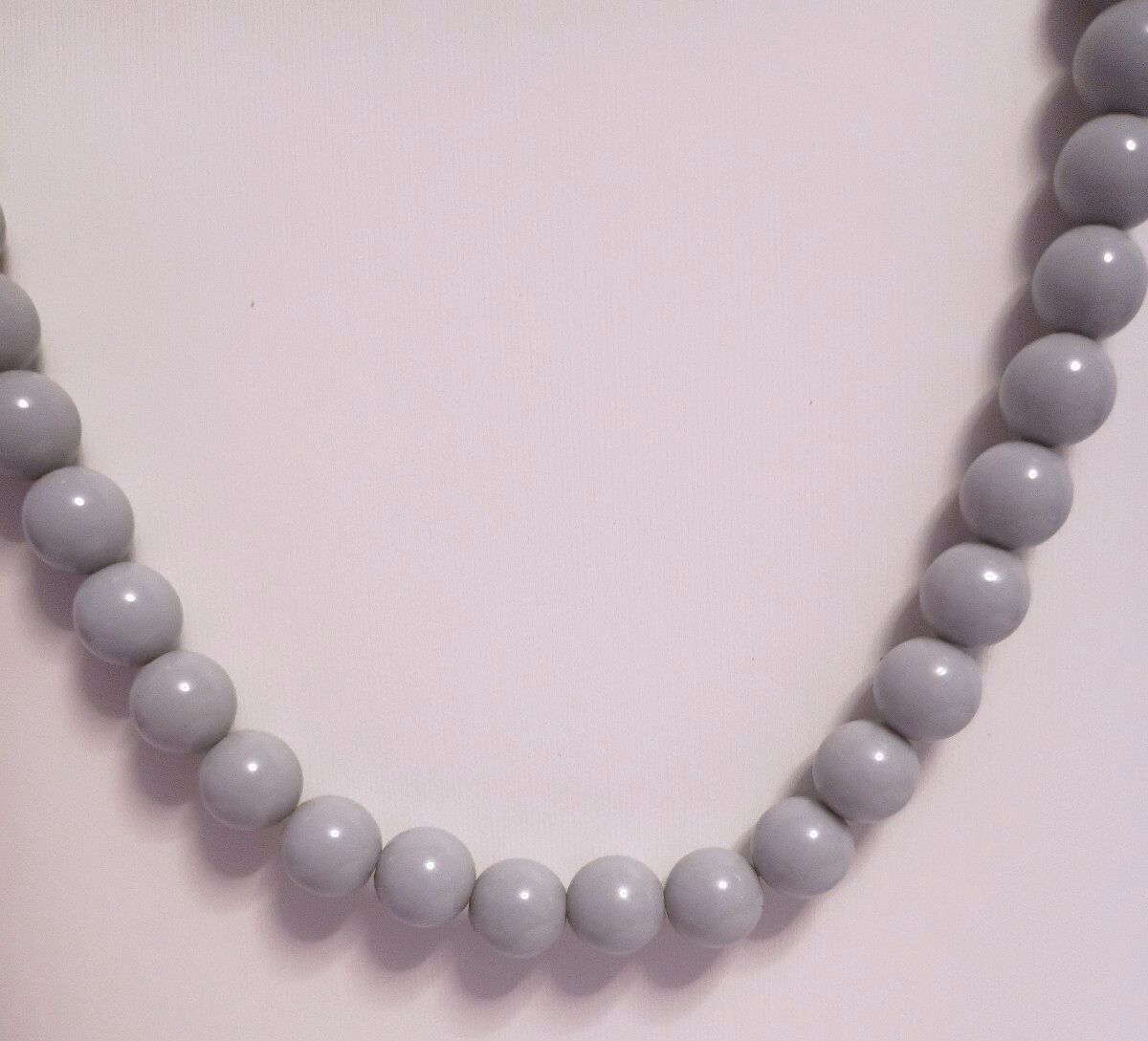 Vintage Light Gray Neutral Color Resin Beaded Necklace Work or Play for Holidays