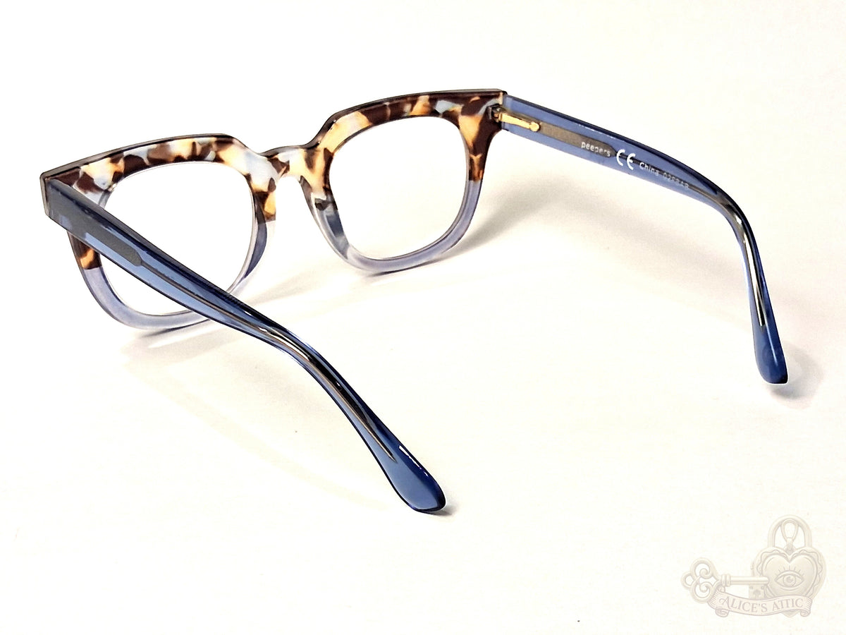 Peepers Blue & Brown Tortoiseshell Square Eyeglass Frames 48-15-135-145 - Image 4