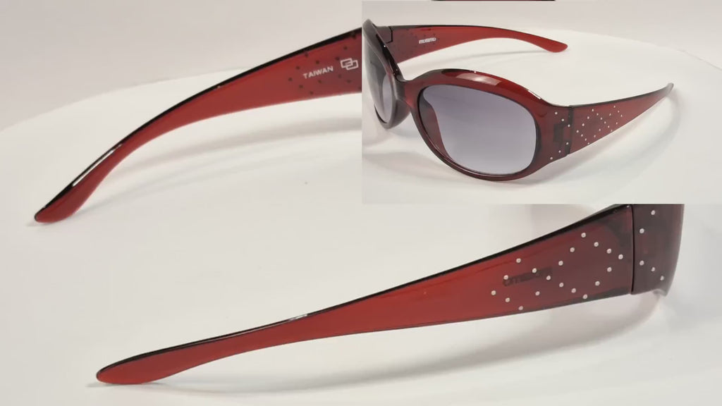 Mossimo 5506/S Oversized Y2K Sunglasses Translucent Red Rhinestone - Video 1