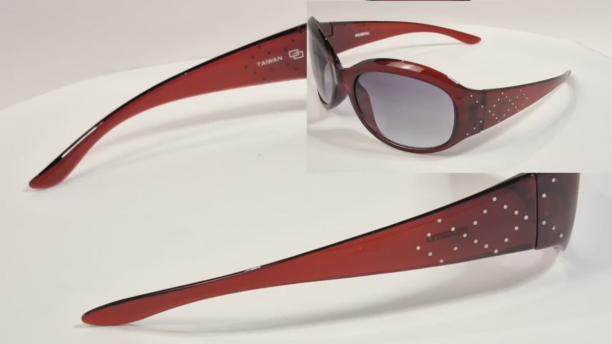 Mossimo 5506/S Oversized Y2K Sunglasses Translucent Red Rhinestone - Video 1