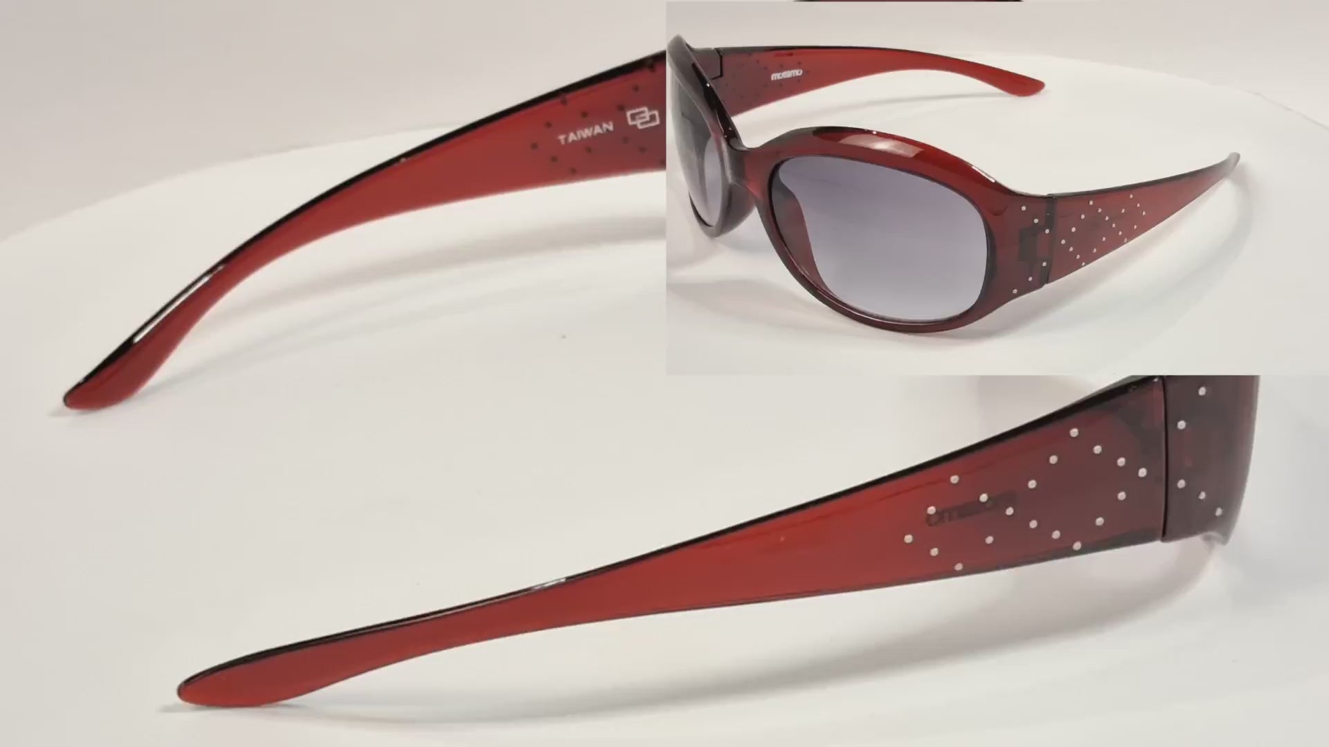 Mossimo 5506/S Oversized Y2K Sunglasses Translucent Red Rhinestone - Video 1