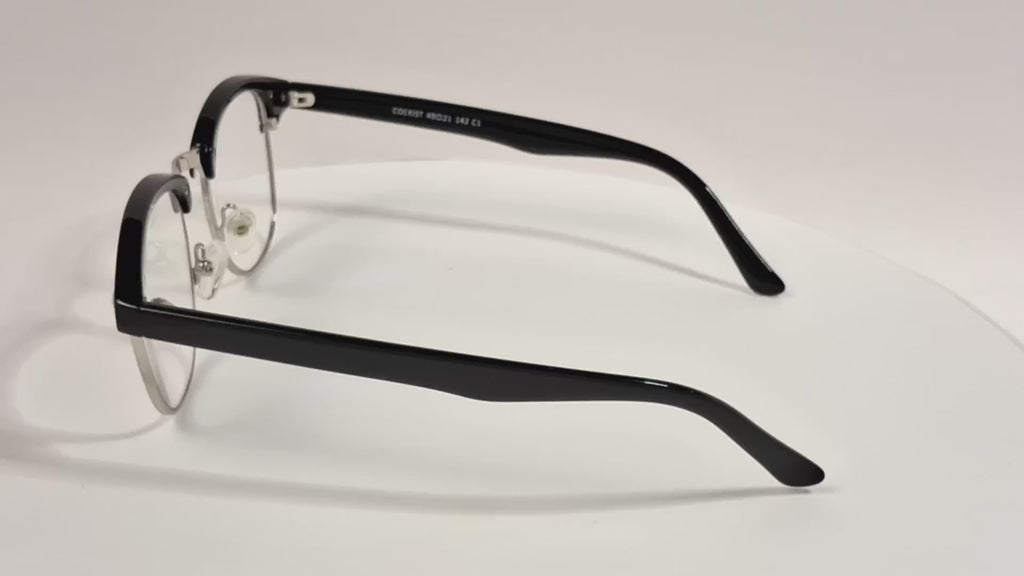 Eyebuydirect Cosmo Black Silver Browline Eyeglass Frames - Video 1