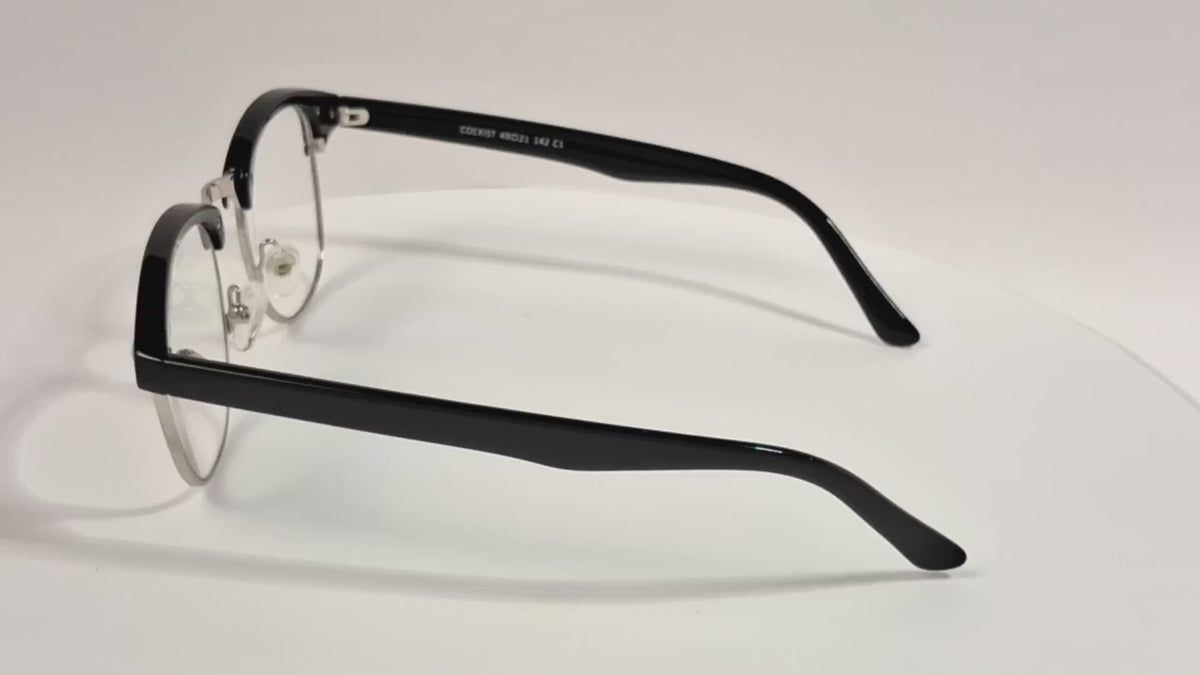 Eyebuydirect Cosmo Black Silver Browline Eyeglass Frames - Video 1