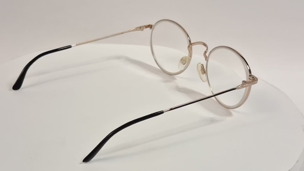 J. David Burgundy Round Metal Eyeglass Frames Clear Demo Lenses - Video 1