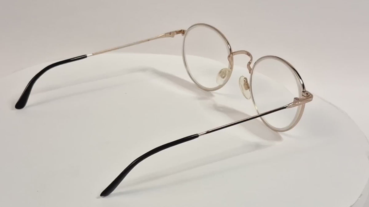 J. David Burgundy Round Metal Eyeglass Frames Clear Demo Lenses - Video 1