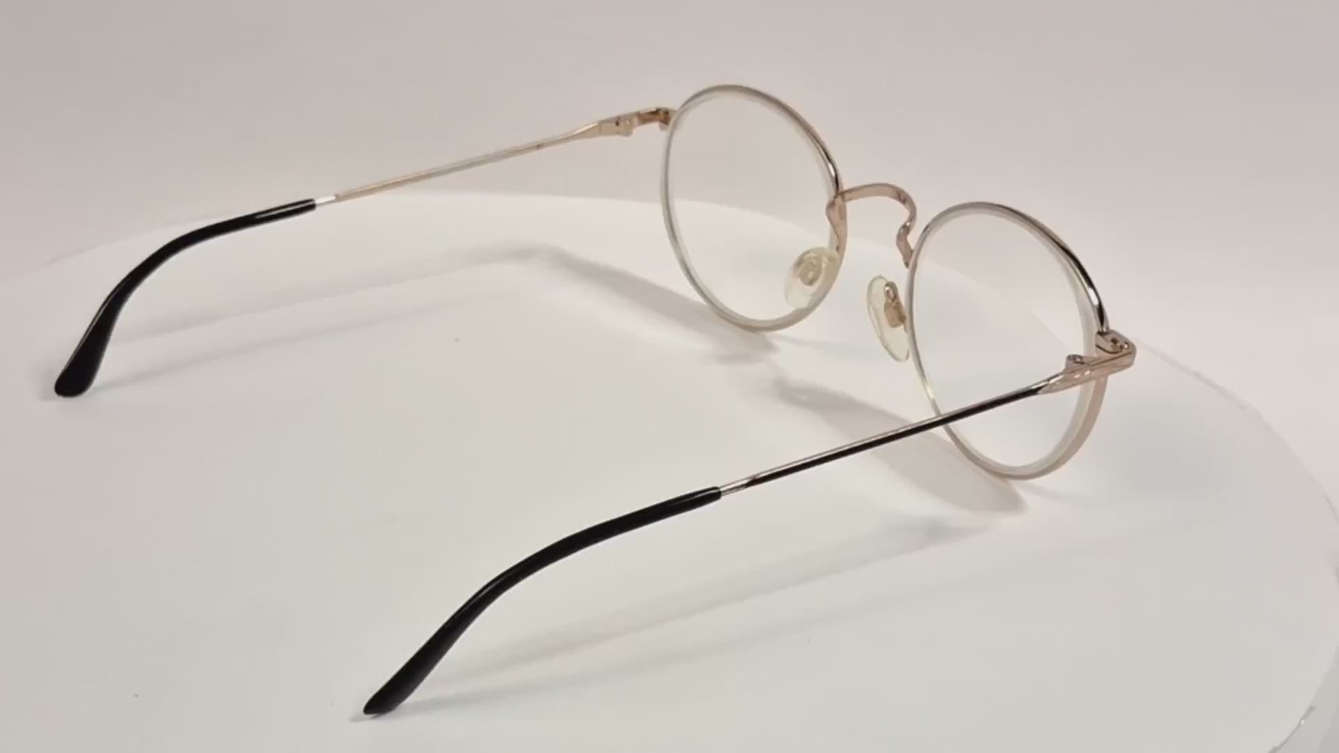 J. David Burgundy Round Metal Eyeglass Frames Clear Demo Lenses - Video 1