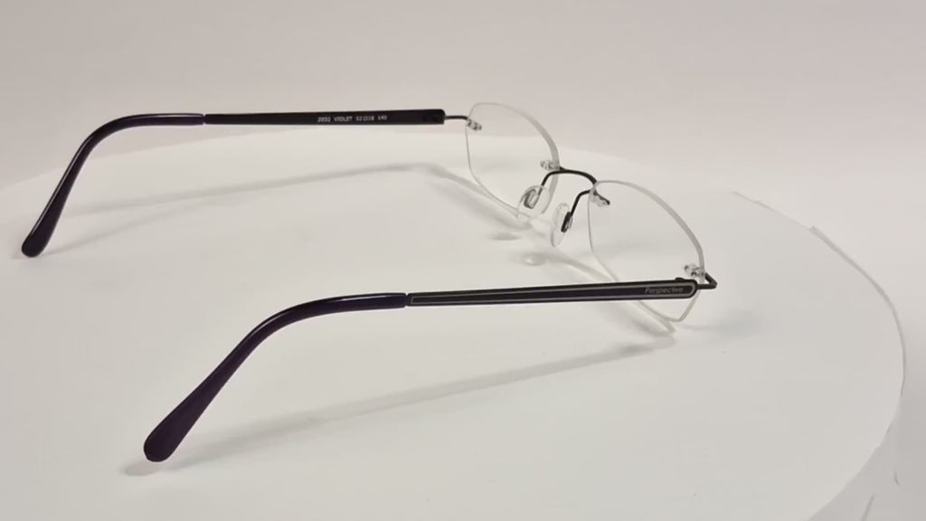 Götti Perspective Rimless Eyeglasses Black Metal Korea Violet Optical Frames - Video 1