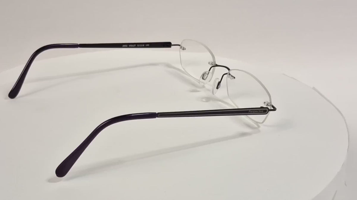 Götti Perspective Rimless Eyeglasses Black Metal Korea Violet Optical Frames - Video 1