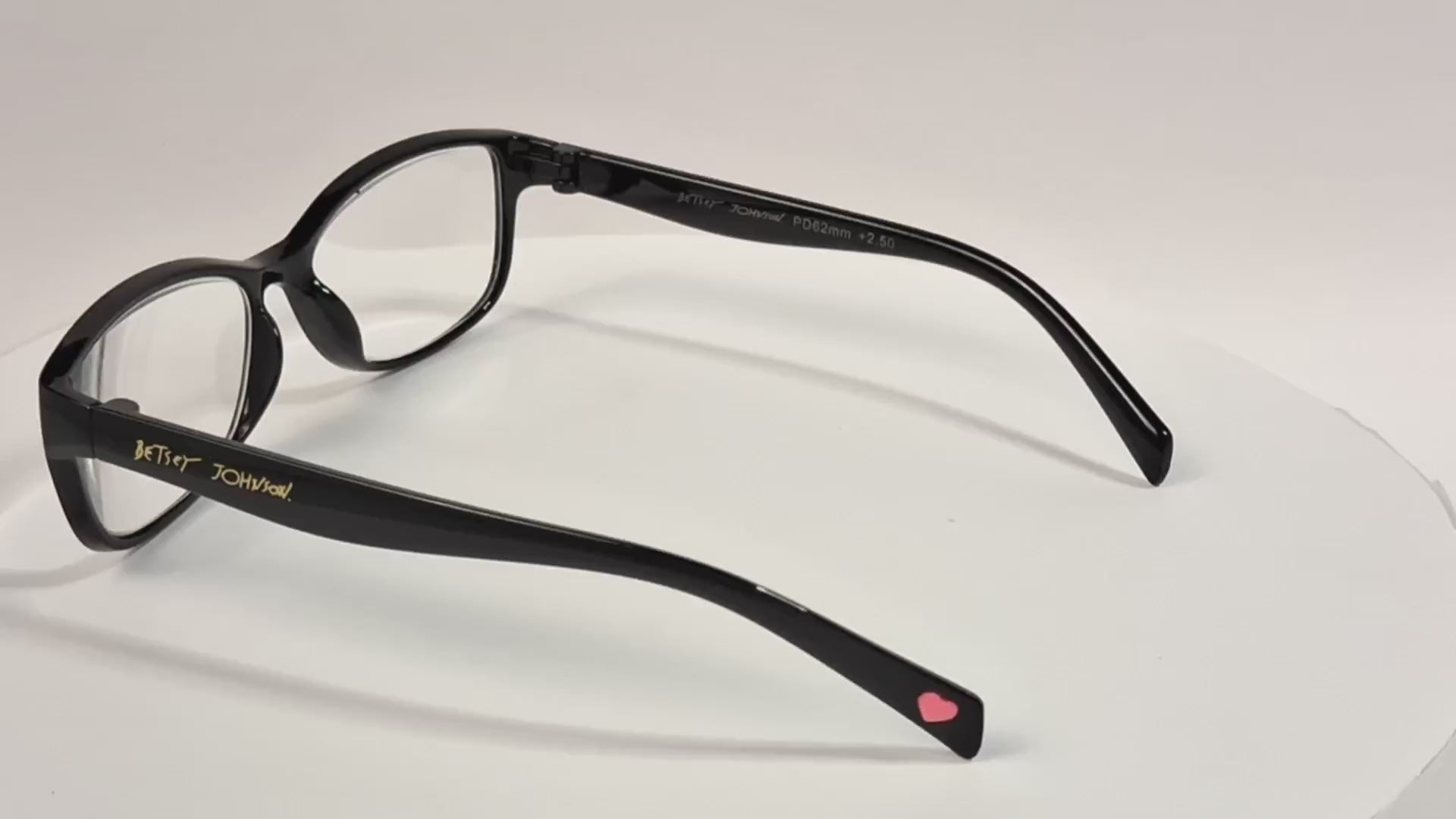 Betsey Johnson BE TRUE Black Full Rim Plastic Reading Glasses +2.50 - Video 1