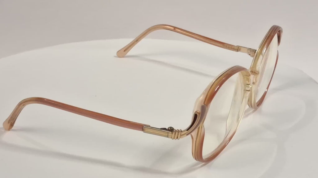 Marine Optical Vintage 1980s Made in France Oversized Peach Translucent Frames - Video 1