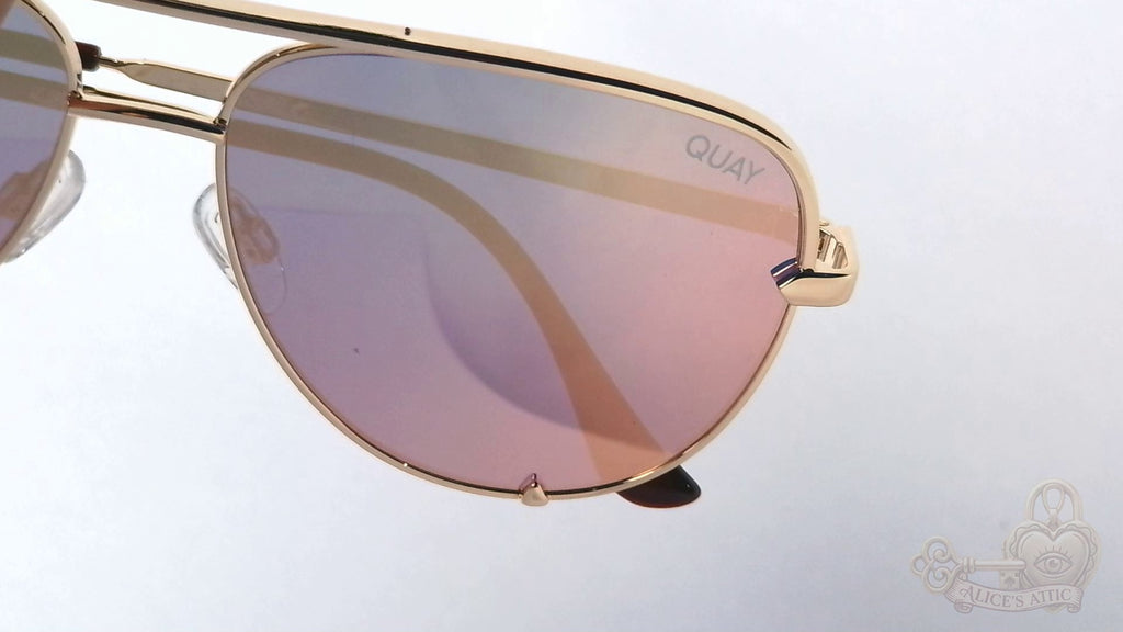 Quay Australia High Key Mini Aviator Gold Metal Gradient Mirrored Sunglasses - Image 16