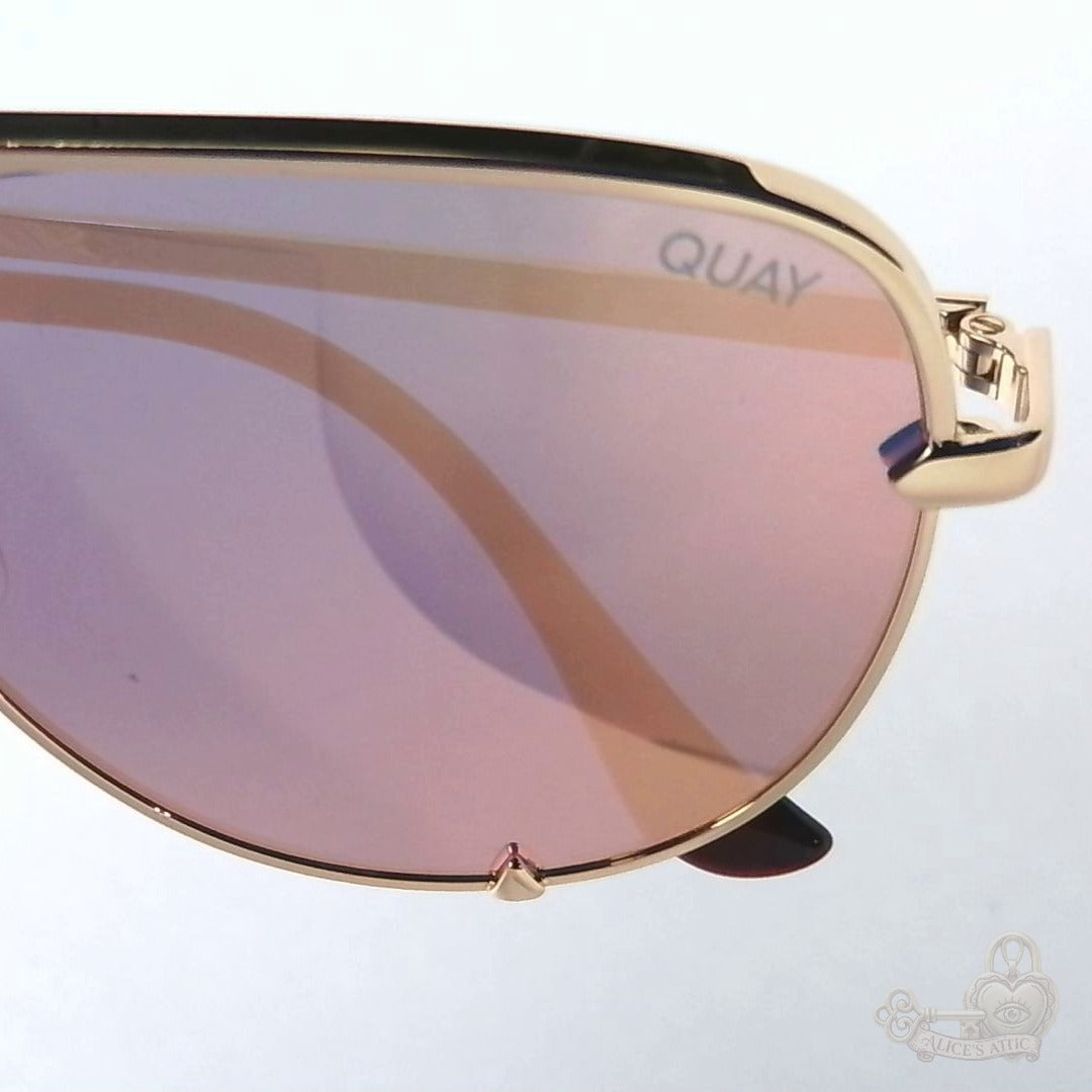 Quay Australia High Key Mini Aviator Gold Metal Gradient Mirrored Sunglasses - Image 17