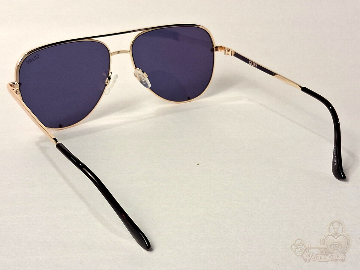 Quay Australia High Key Mini Aviator Gold Metal Gradient Mirrored Sunglasses - Image 4