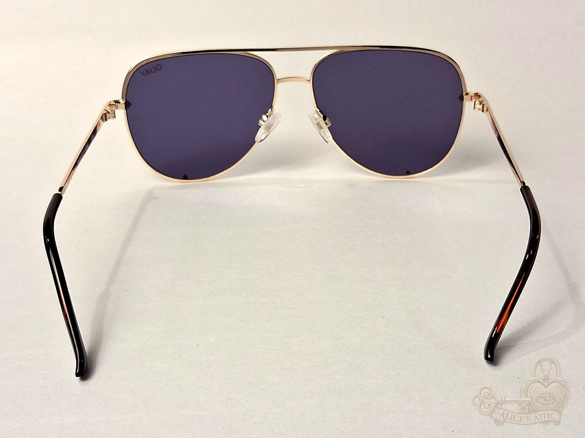 Quay Australia High Key Mini Aviator Gold Metal Gradient Mirrored Sunglasses - Image 5