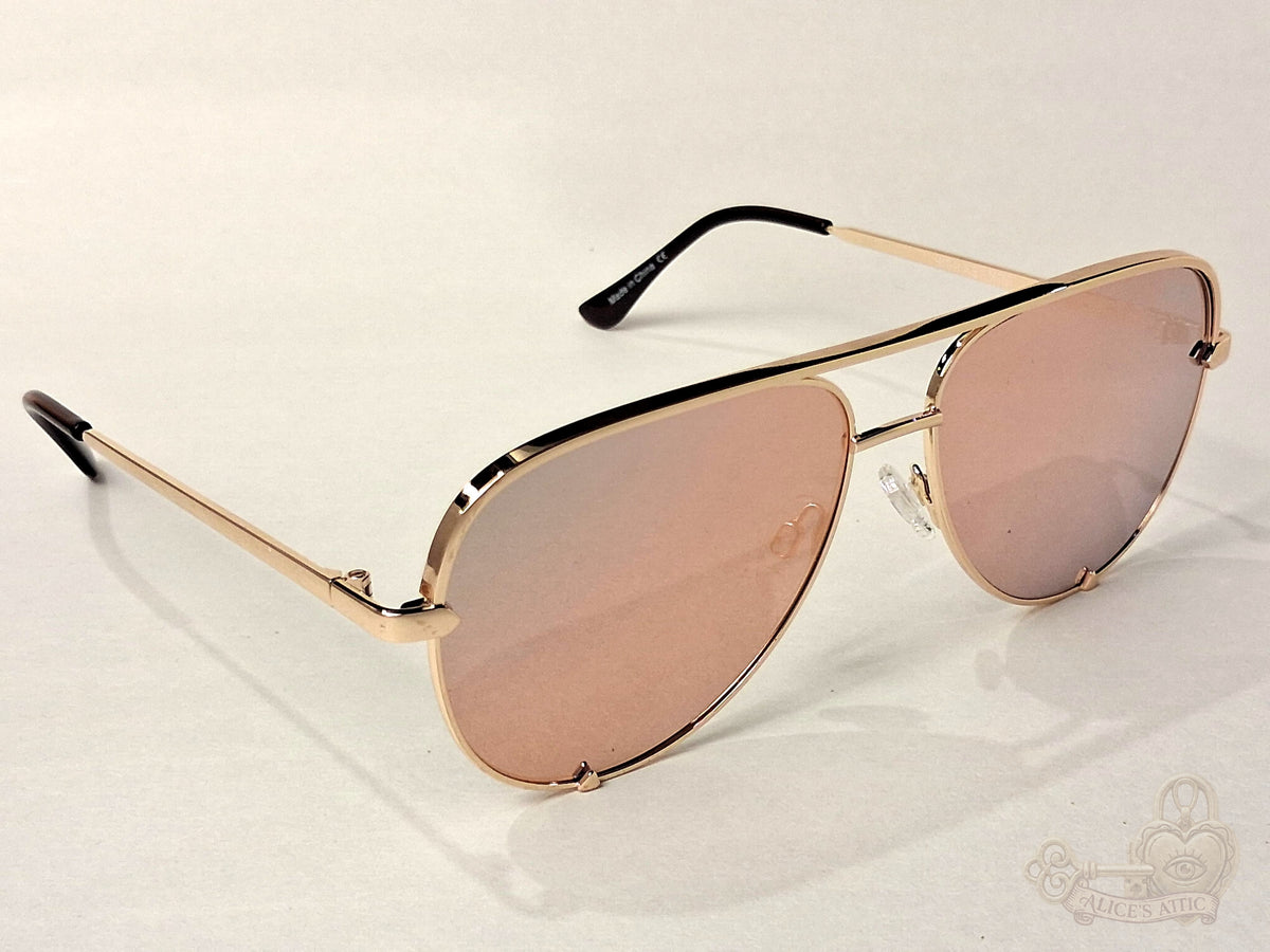 Quay Australia High Key Mini Aviator Gold Metal Gradient Mirrored Sunglasses - Image 8
