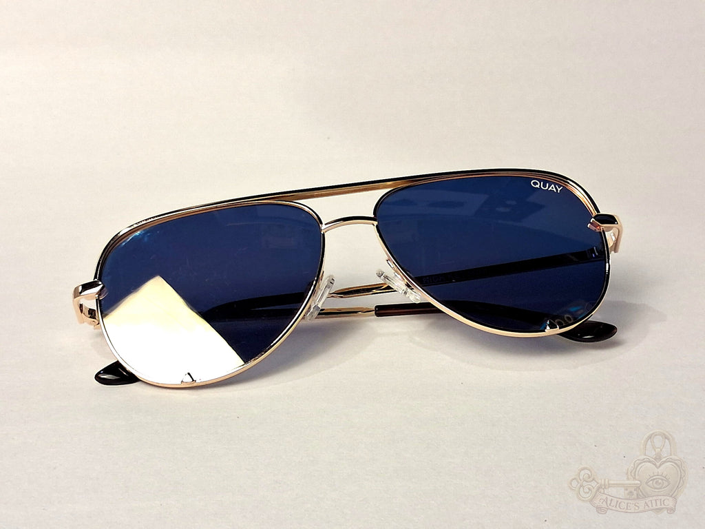 Quay Australia High Key Mini Aviator Gold Metal Gradient Mirrored Sunglasses - Image 9