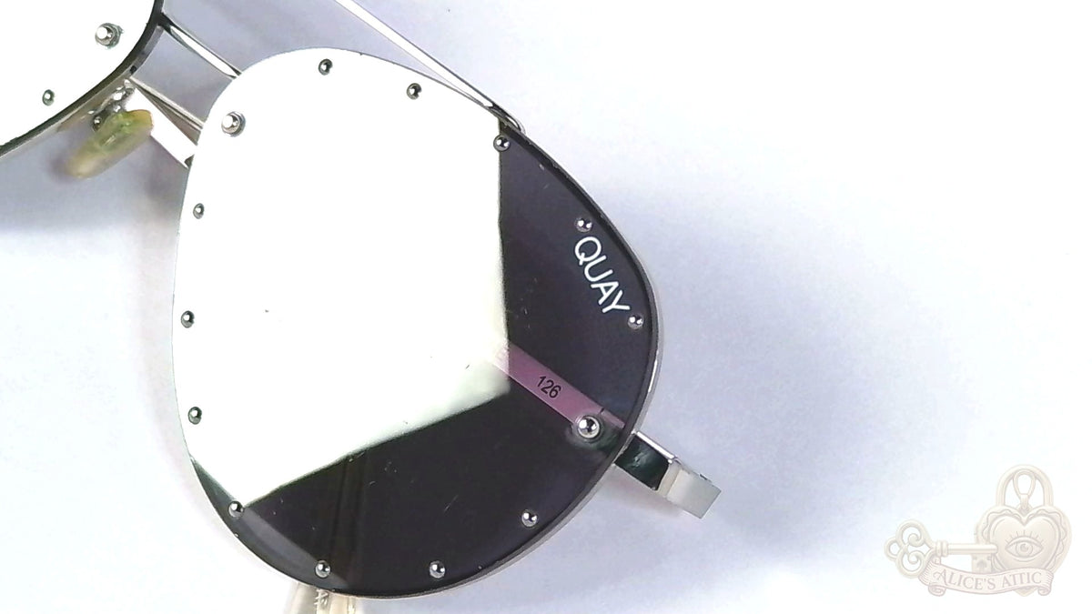 Quay Australia Roxanne 126 Aviator Studded Sunglasses Silver Black Metal - Image 14