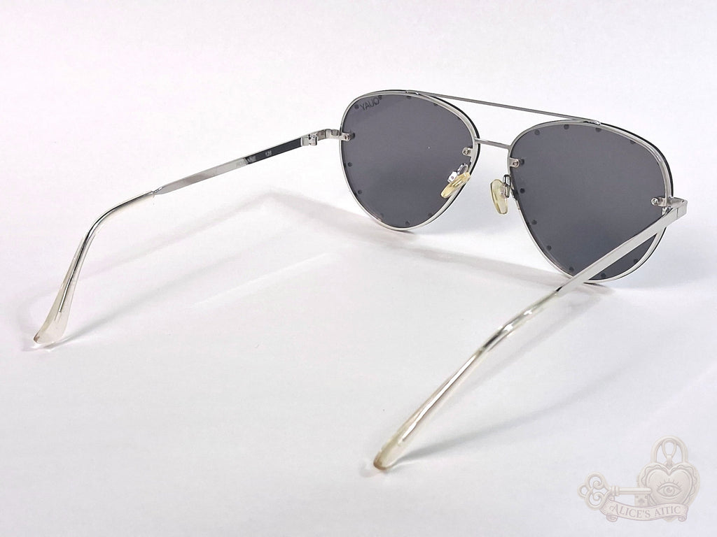 Quay Australia Roxanne 126 Aviator Studded Sunglasses Silver Black Metal - Image 4