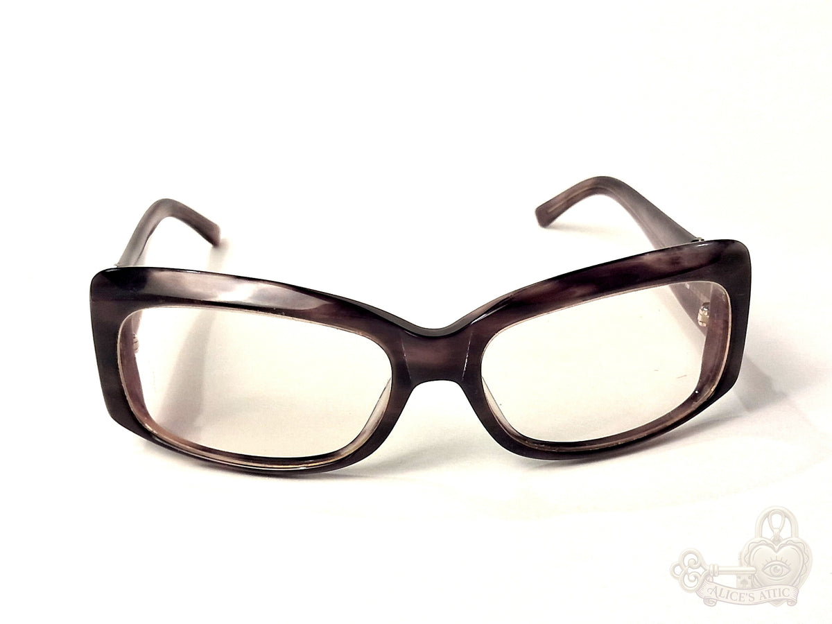 Rodenstock Purple Grey Horn Rectangular Eyeglass Frames Rhinestone Accents - Image 1