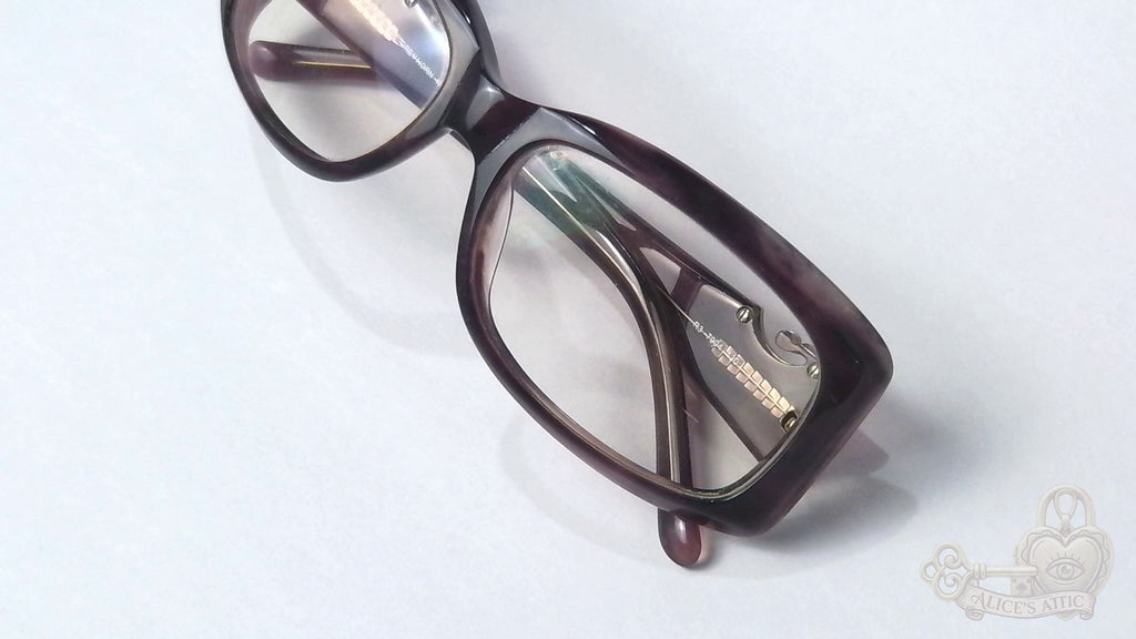 Rodenstock Purple Grey Horn Rectangular Eyeglass Frames Rhinestone Accents - Image 10