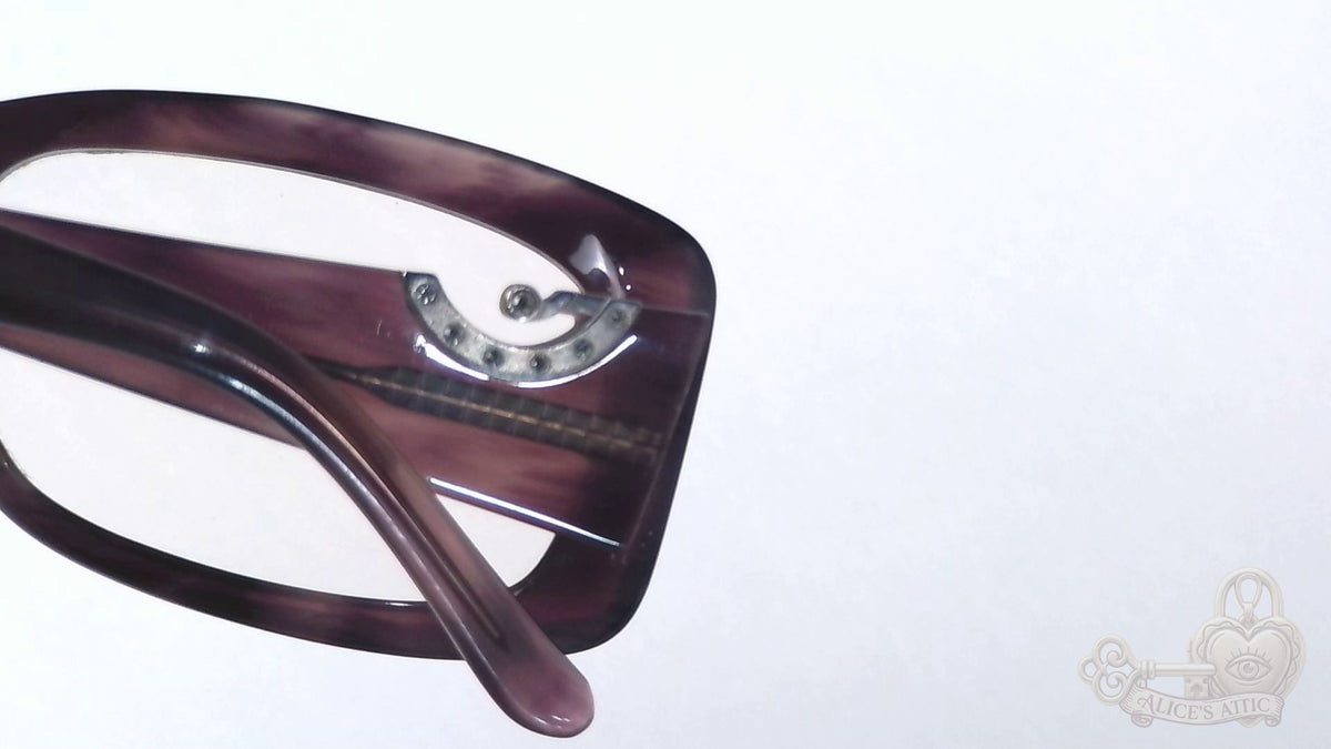 Rodenstock Purple Grey Horn Rectangular Eyeglass Frames Rhinestone Accents - Image 12
