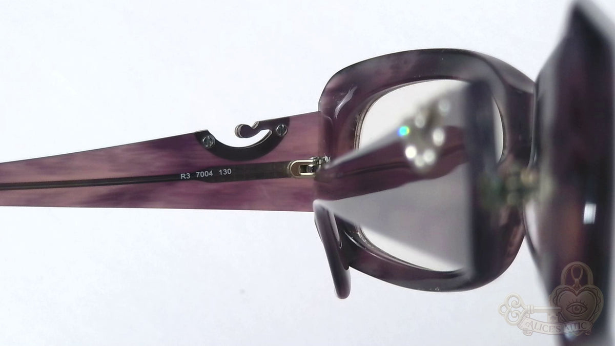 Rodenstock Purple Grey Horn Rectangular Eyeglass Frames Rhinestone Accents - Image 17