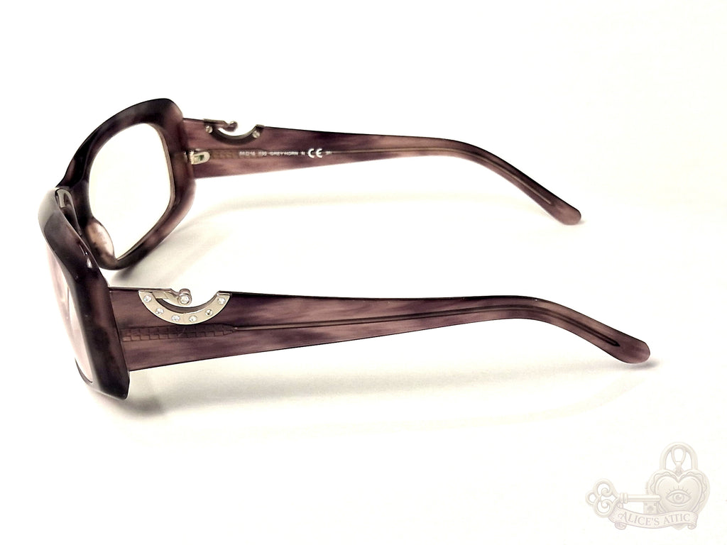 Rodenstock Purple Grey Horn Rectangular Eyeglass Frames Rhinestone Accents - Image 3