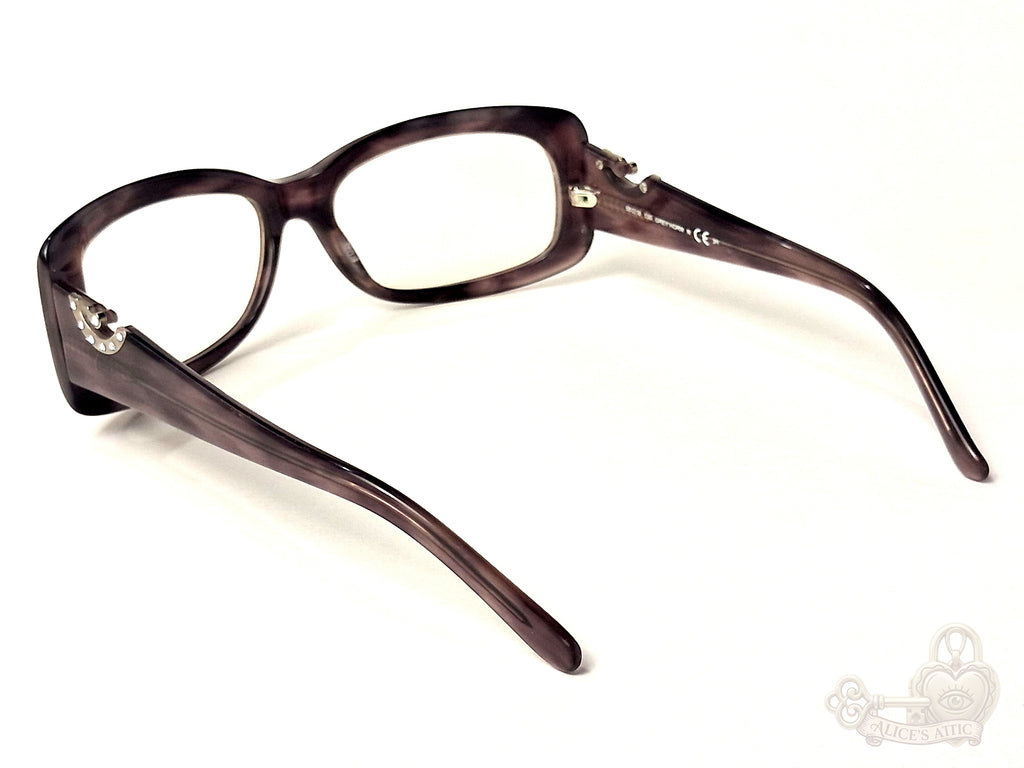 Rodenstock Purple Grey Horn Rectangular Eyeglass Frames Rhinestone Accents - Image 4