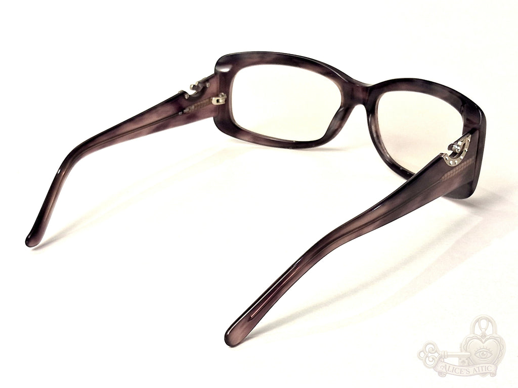 Rodenstock Purple Grey Horn Rectangular Eyeglass Frames Rhinestone Accents - Image 6