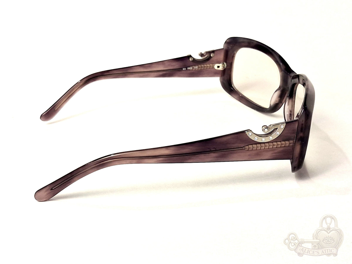 Rodenstock Purple Grey Horn Rectangular Eyeglass Frames Rhinestone Accents - Image 7