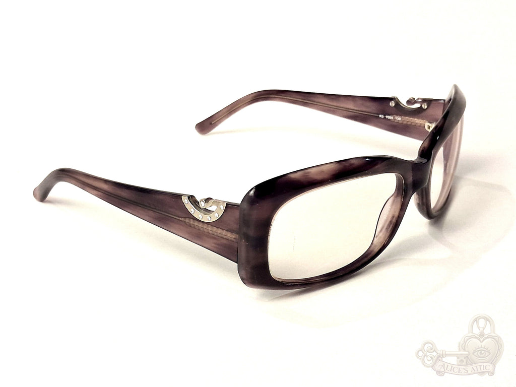 Rodenstock Purple Grey Horn Rectangular Eyeglass Frames Rhinestone Accents - Image 8