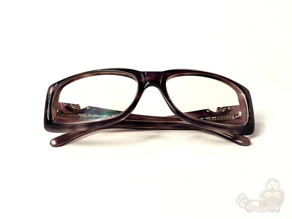 Rodenstock Purple Grey Horn Rectangular Eyeglass Frames Rhinestone Accents - Image 9