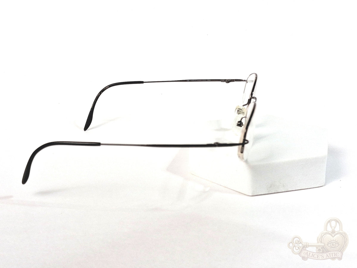 Safilo Italy Vintage Black Metal Oval Eyeglass Frames 46-20-130 Unisex - Image 3