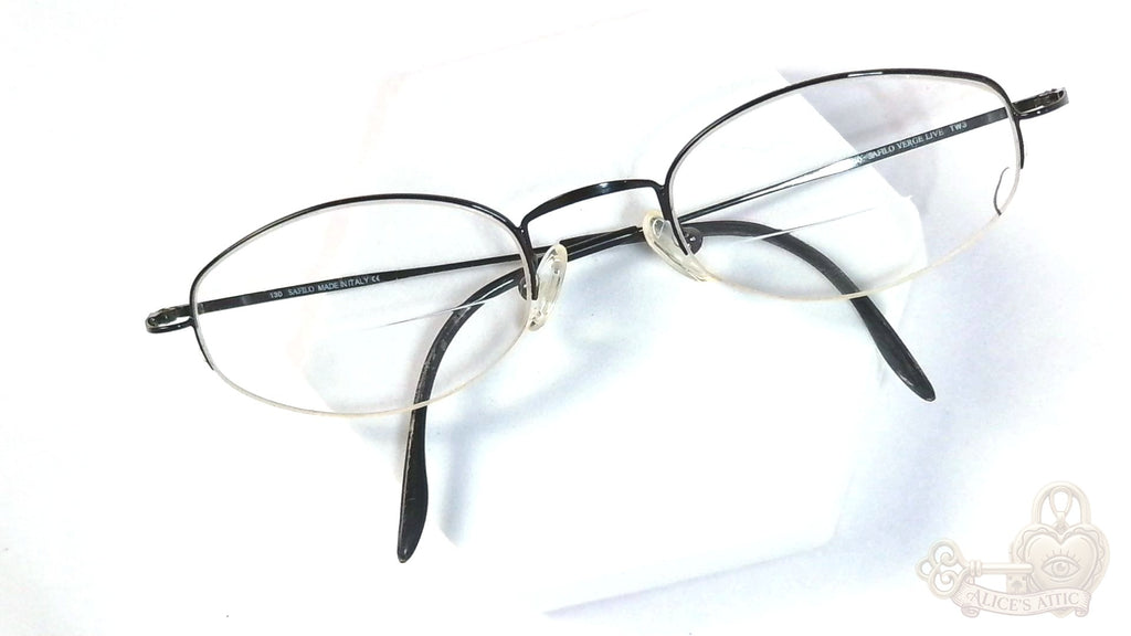 Safilo Italy Vintage Black Metal Oval Eyeglass Frames 46-20-130 Unisex - Image 9