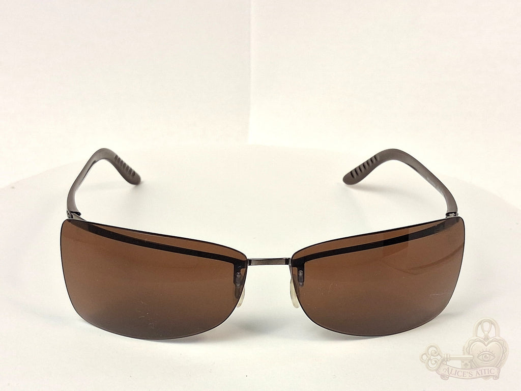 Silhouette 8082 Rimless Brown Gradient Rectangle Metal Sunglasses - Image 1