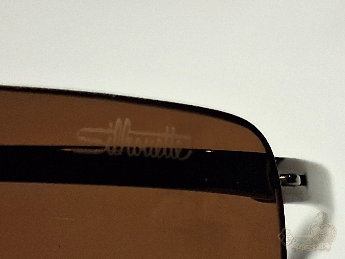 Silhouette 8082 Rimless Brown Gradient Rectangle Metal Sunglasses - Image 13