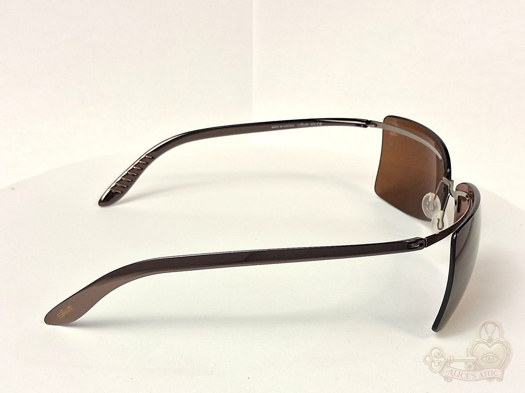 Silhouette 8082 Rimless Brown Gradient Rectangle Metal Sunglasses - Image 3