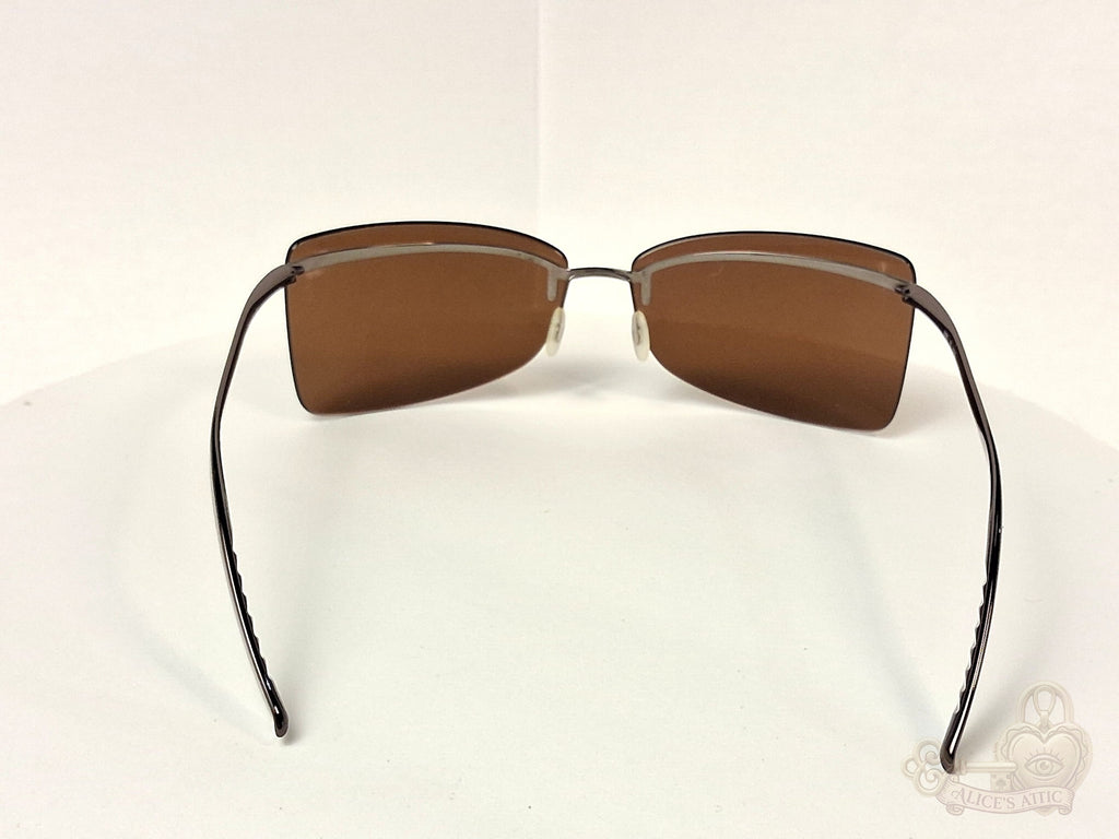 Silhouette 8082 Rimless Brown Gradient Rectangle Metal Sunglasses - Image 5
