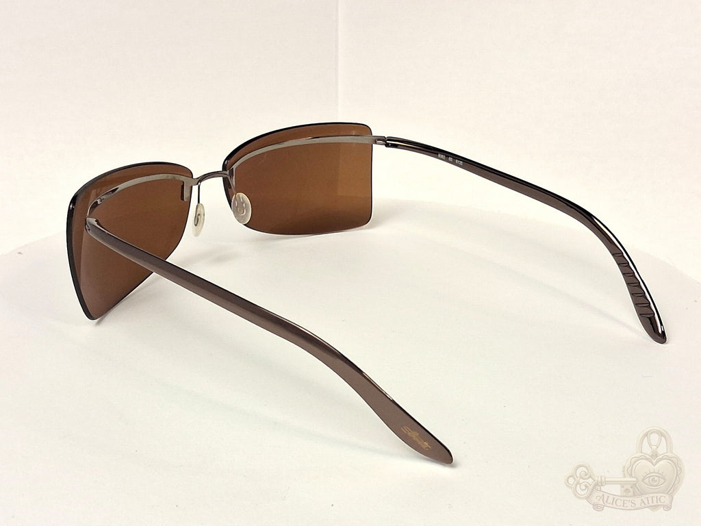 Silhouette 8082 Rimless Brown Gradient Rectangle Metal Sunglasses - Image 6