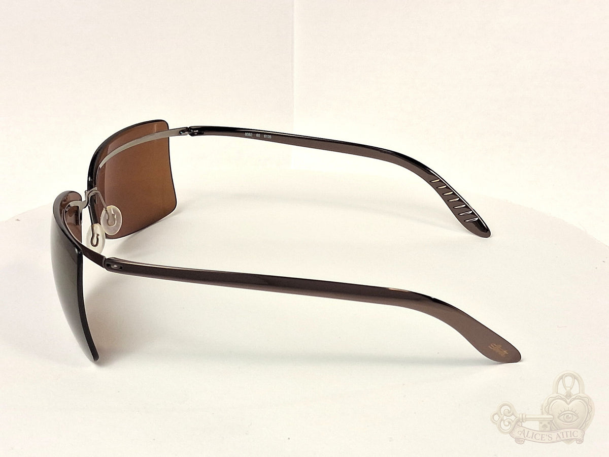 Silhouette 8082 Rimless Brown Gradient Rectangle Metal Sunglasses - Image 7