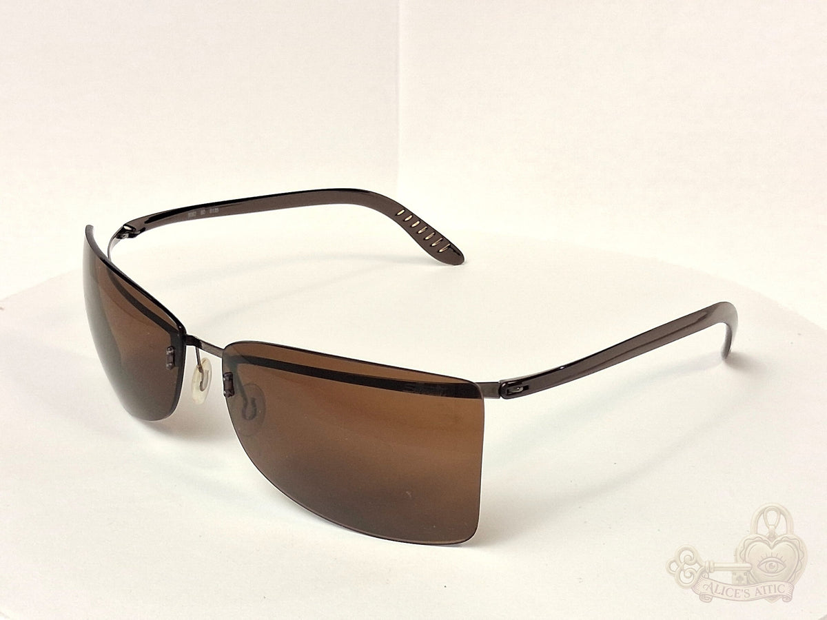 Silhouette 8082 Rimless Brown Gradient Rectangle Metal Sunglasses - Image 8