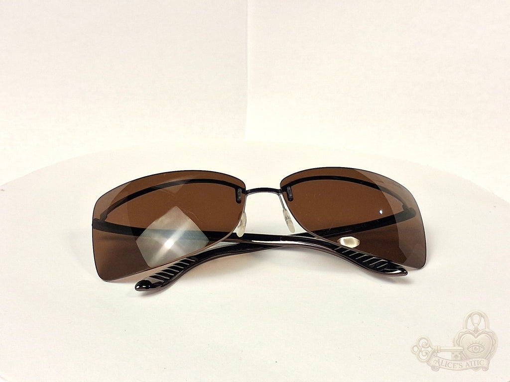 Silhouette 8082 Rimless Brown Gradient Rectangle Metal Sunglasses - Image 9