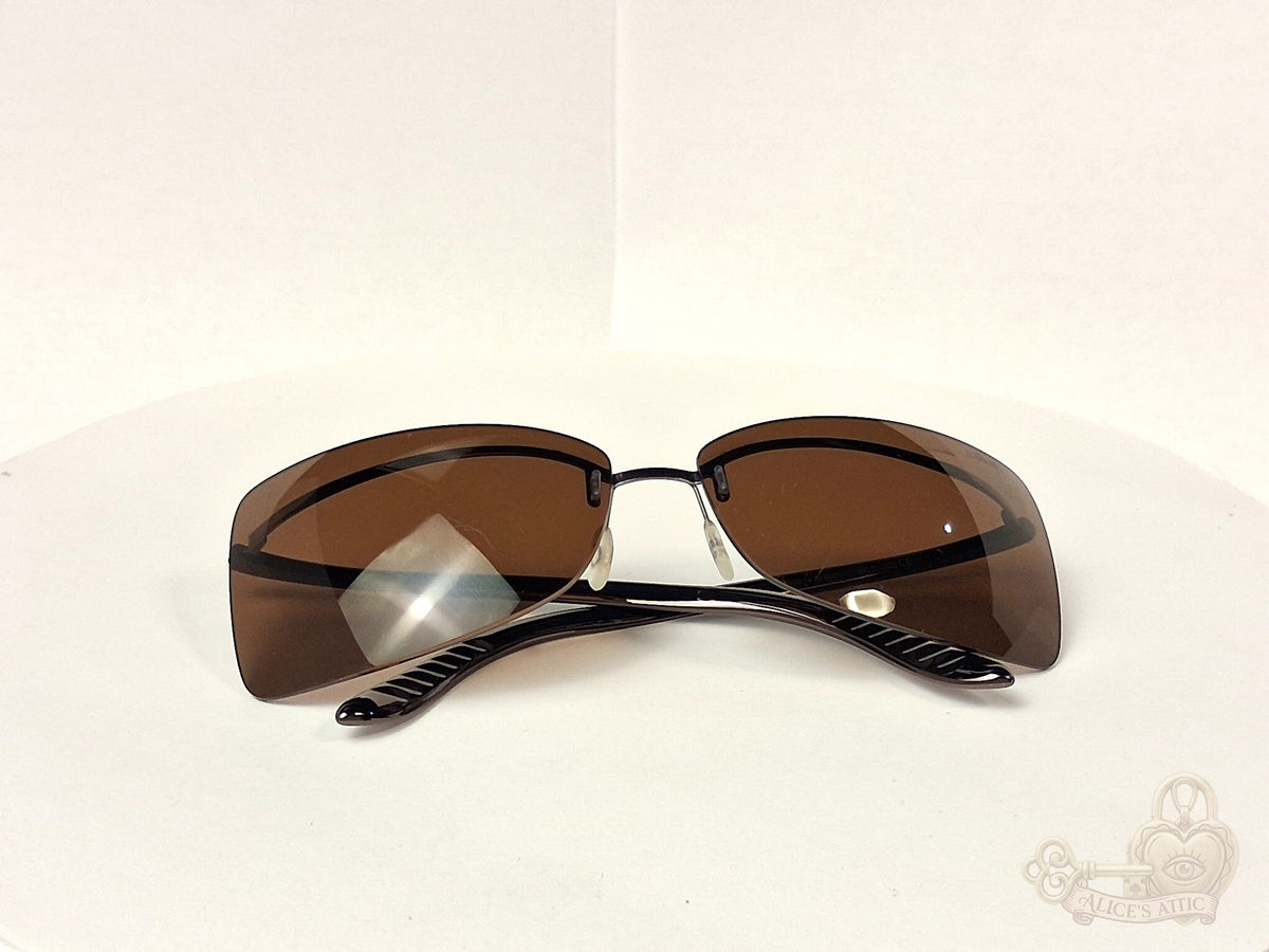 Silhouette 8082 Rimless Brown Gradient Rectangle Metal Sunglasses - Image 9