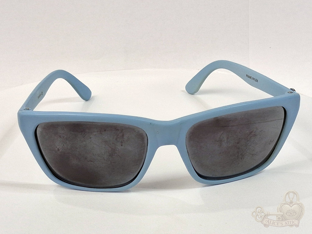 I.SKI Taiwan Retro Full-Frame Sunglasses | Light Blue Nylon Rectangle FRAME ONLY - Image 1